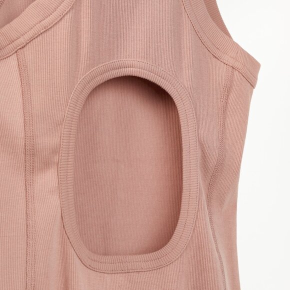 Tibi Toffee Ribbed T-Shirt Racerback Bodysuit - Picture 7 of 9